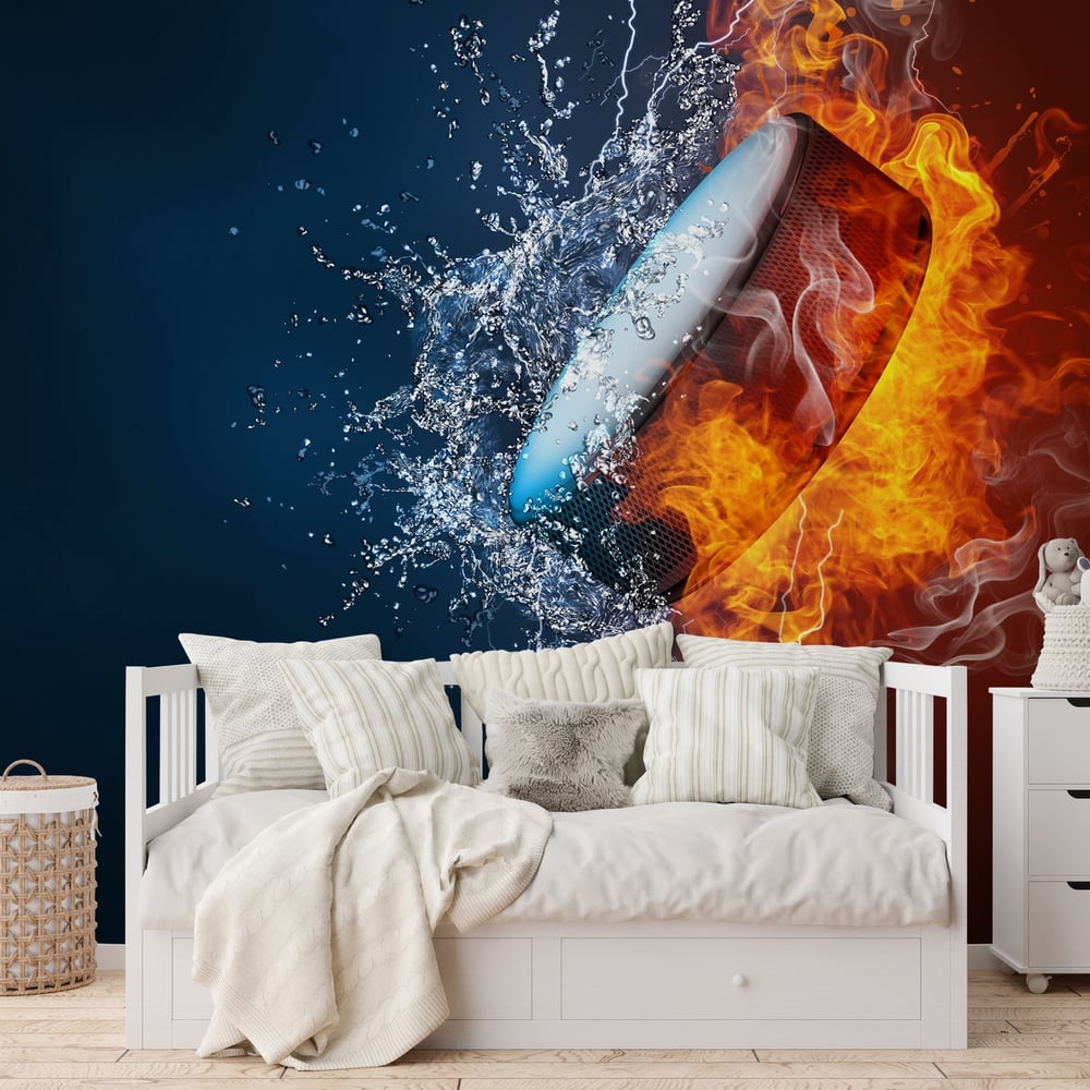 Papiers Peints Panoramique - Fire and Water Puck - Photo Wallpaper Hockey