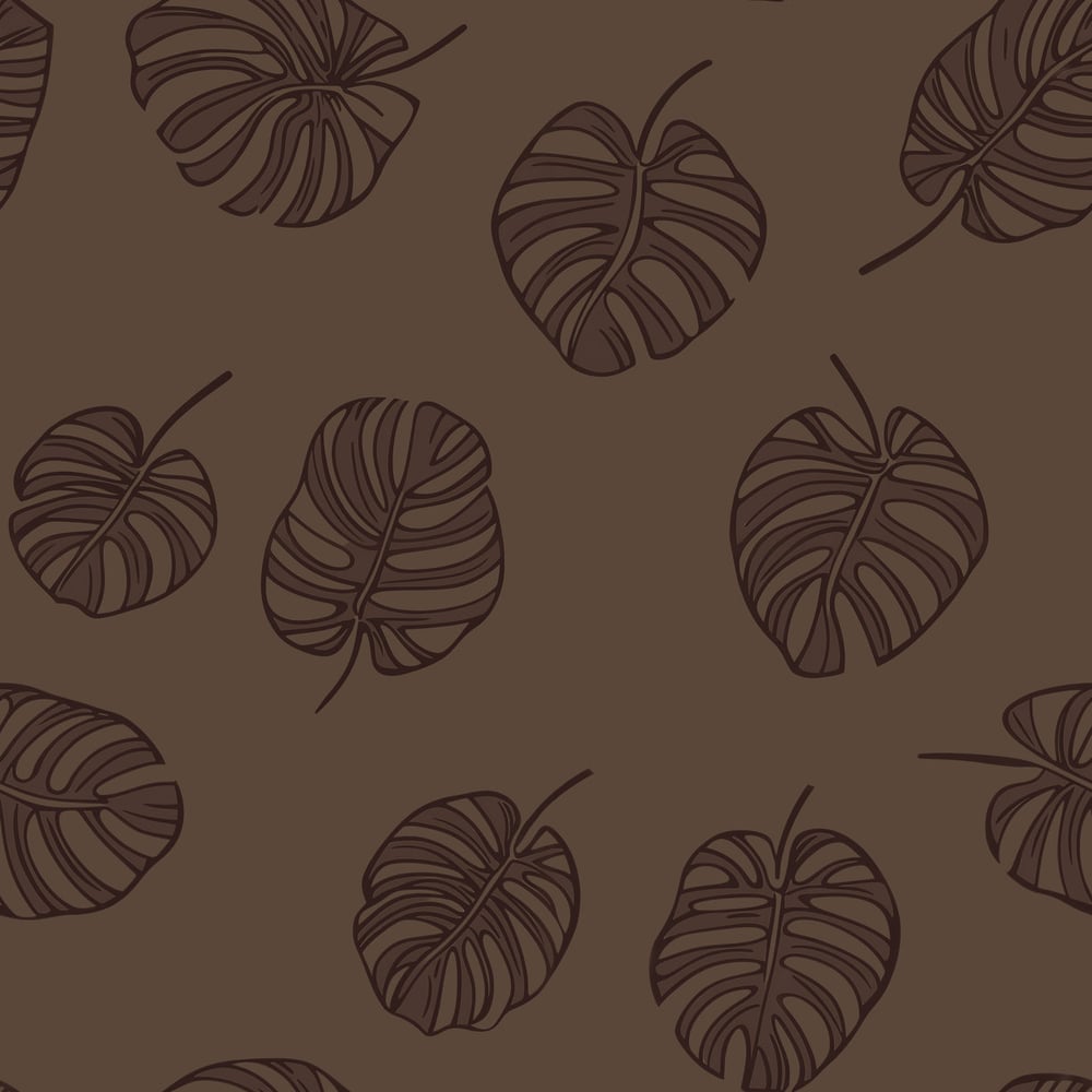 Sigge Dark Brown - Wallpaper - Brown - Living room - Leaf - in between - Non-Woven