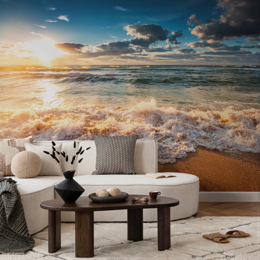 Wall Mural - Beautiful sunrise over the sea - Scandiwall