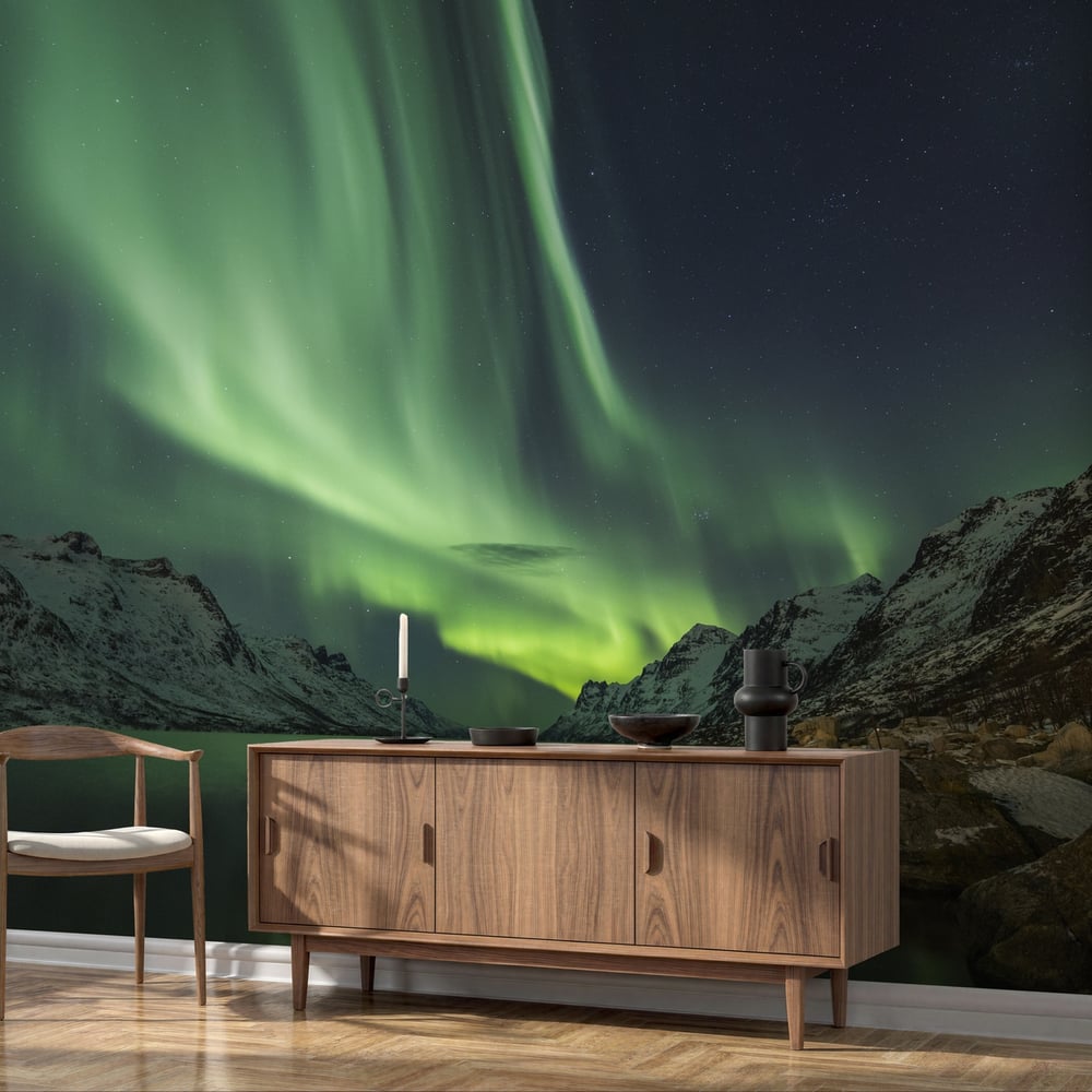 Fototapet - Aurora Borealis in Norway - Photo Wallpaper Countries and destinations