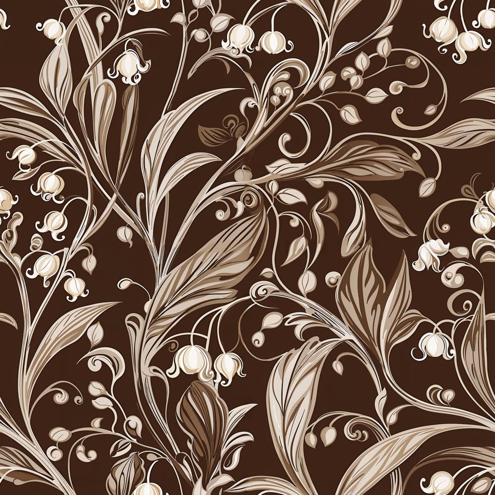 Lage Brown - Papiers peints - Marron - Salon - Floral - Scandza - Intissé