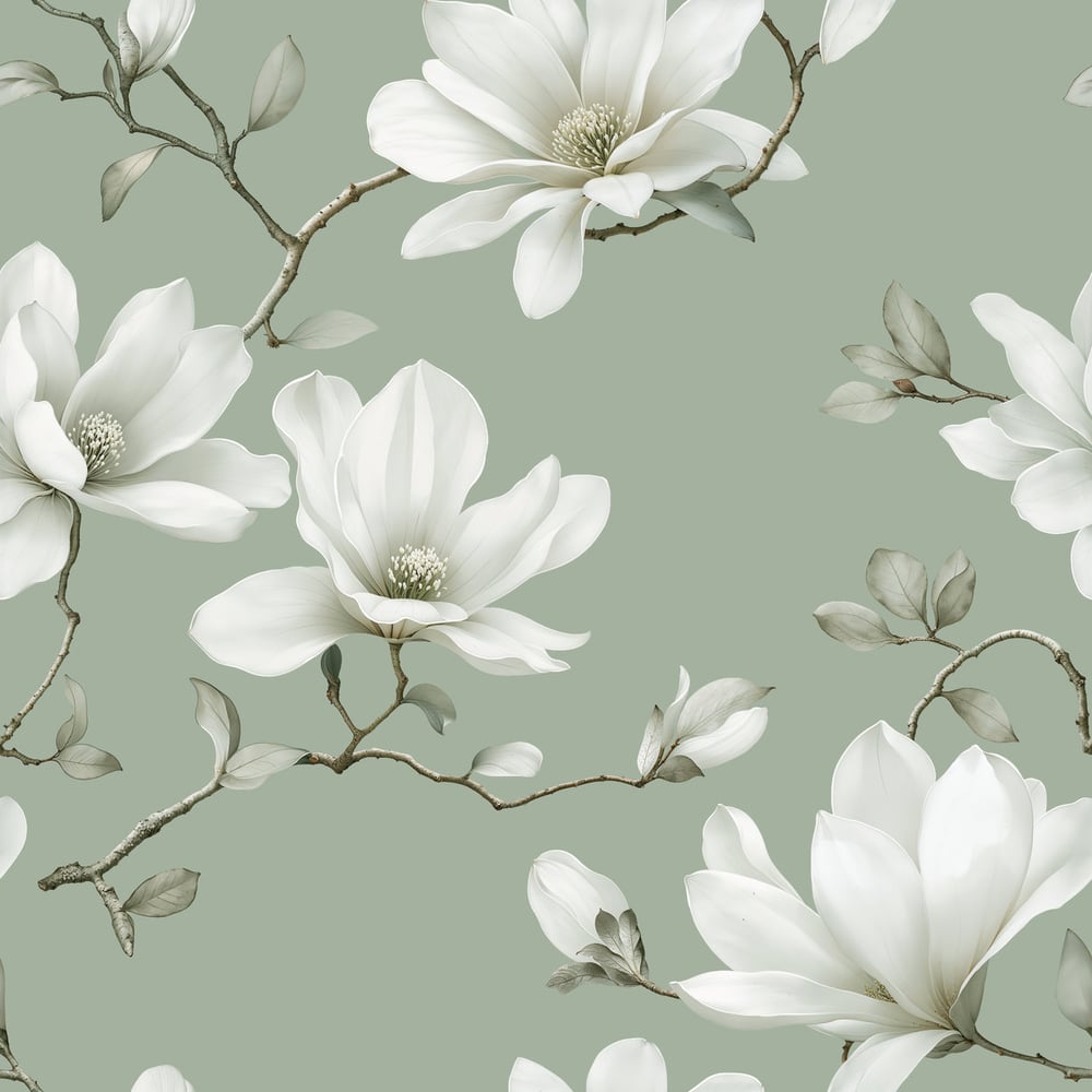 Esmeralda Green - Wallpaper - Green - Living room - Floral - in between - Non-Woven