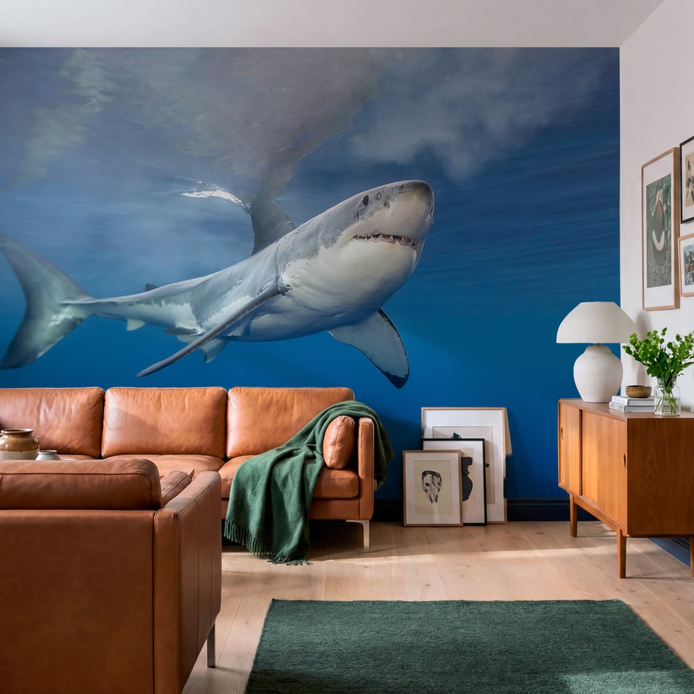 Papiers Peints Panoramique - Great white shark at the surface - Photo Wallpaper Shark