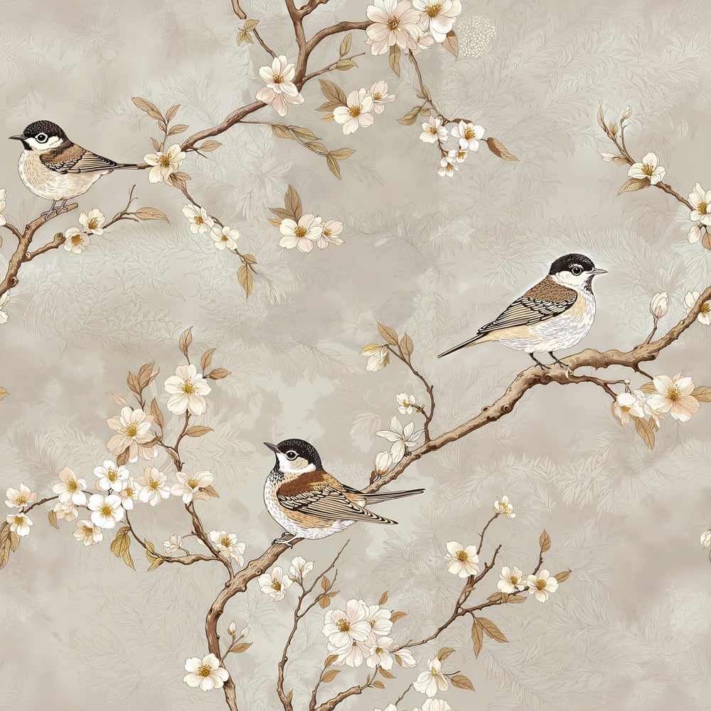 Erling Brown - Papiers peints - Marron - Chambre - Oiseaux - Scandza - Intissé