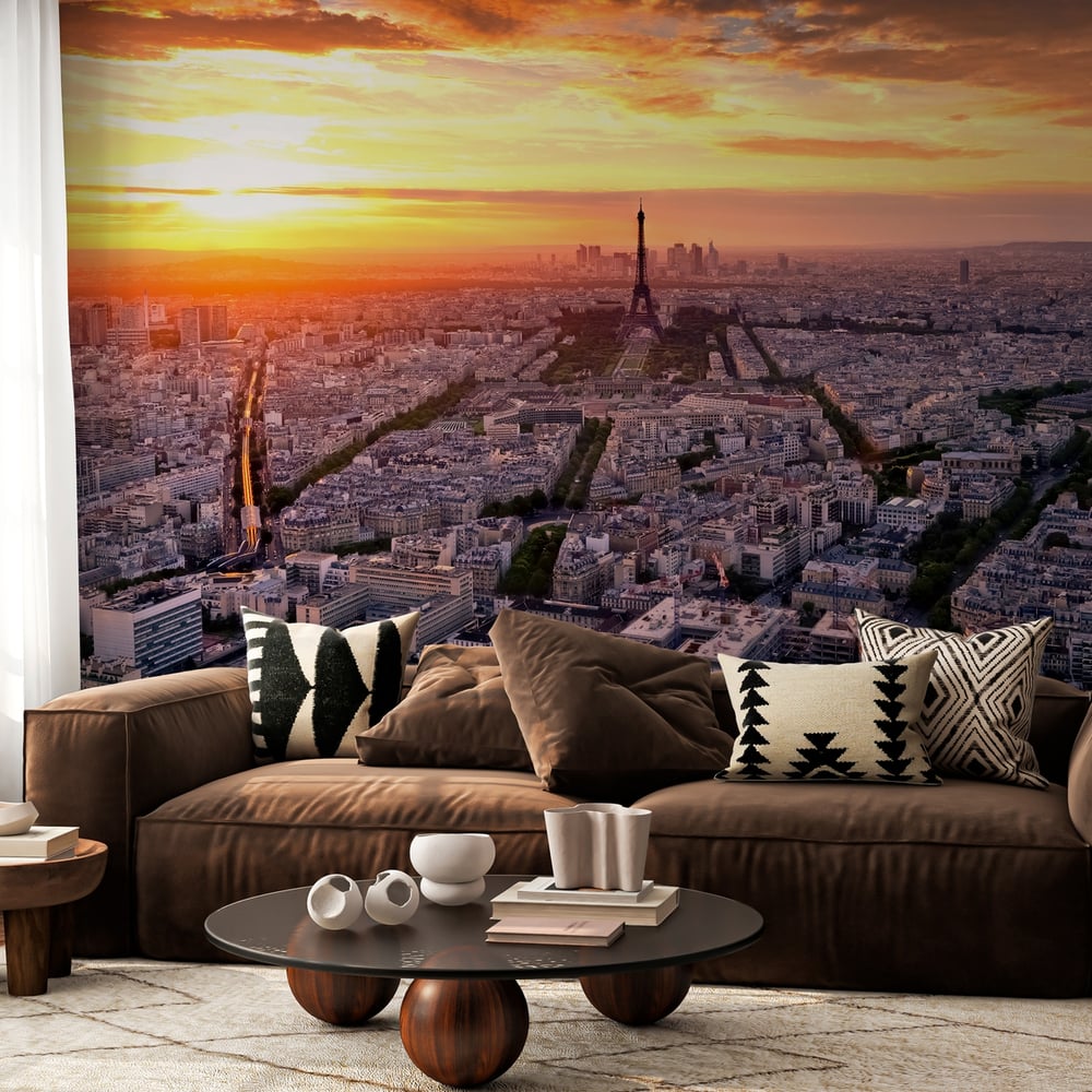 Fototapet - Aerial View of Paris at Sunset France - Photo Wallpaper Paris