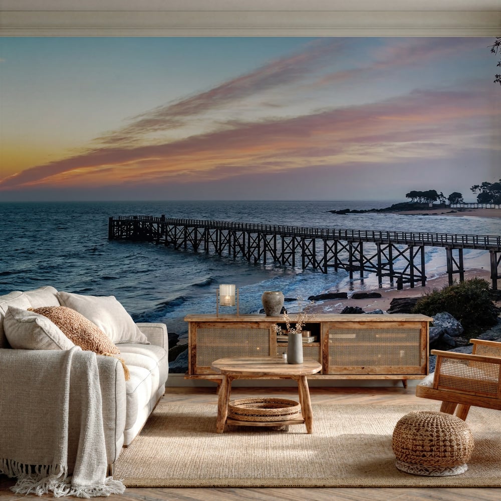Papiers Peints Panoramique - Estacade au lever du soleil - Photo Wallpaper Beach
