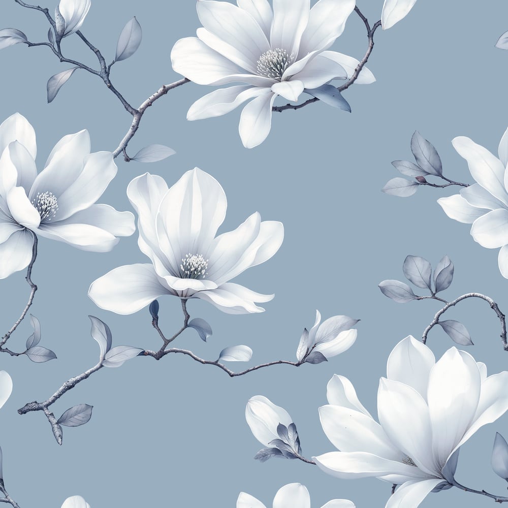 Esmeralda Blue - Wallpaper - Blue - Bedroom - Floral - in between - Non-Woven