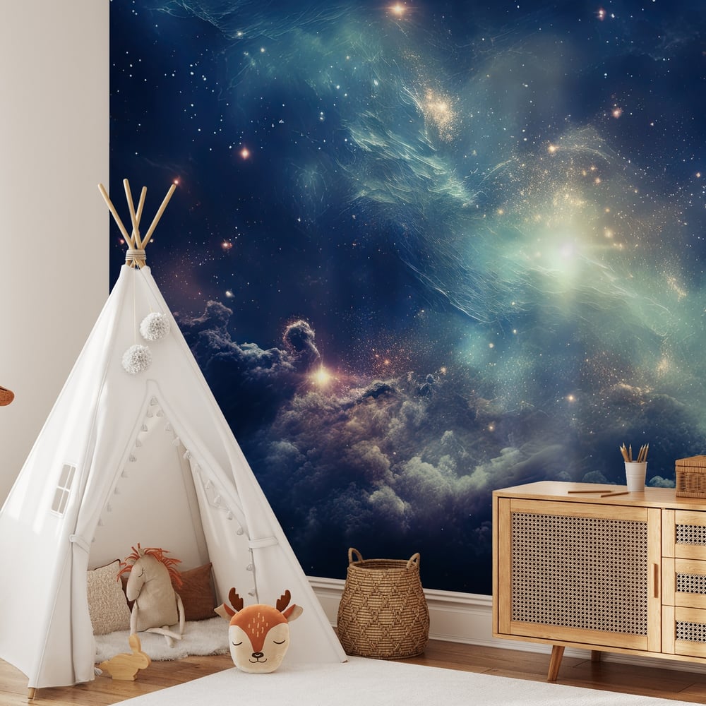Wall Mural - Blue Space Stars - Scandiwall