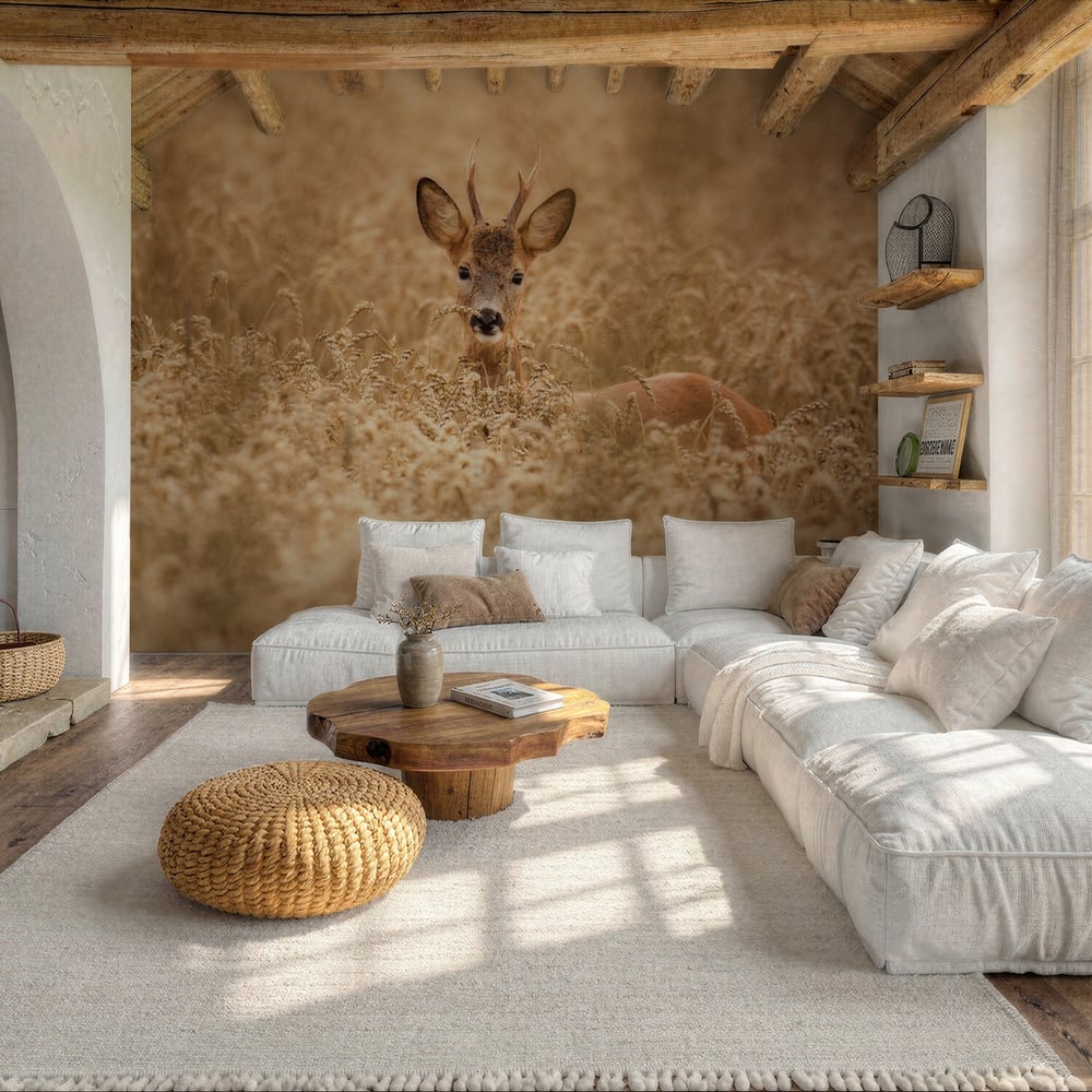 Papiers Peints Panoramique - Deer in the field - Photo Wallpaper Roe Deer