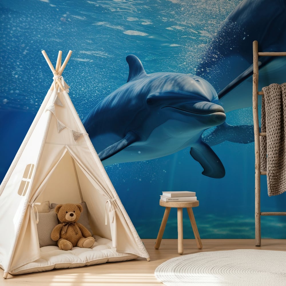 Papiers Peints Panoramique - Couple dolphins - Photo Wallpaper Dolphin