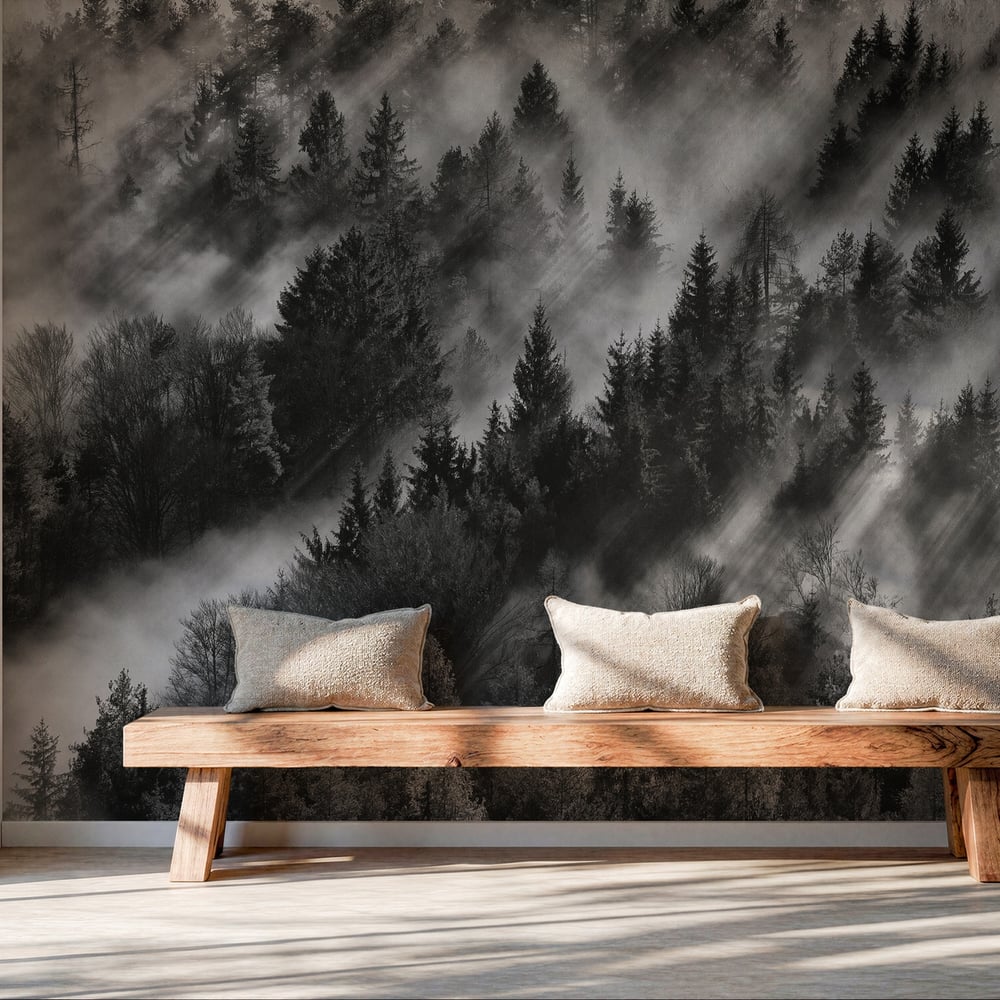 Papiers Peints Panoramique - Foggy Landscape - Photo Wallpaper Forest