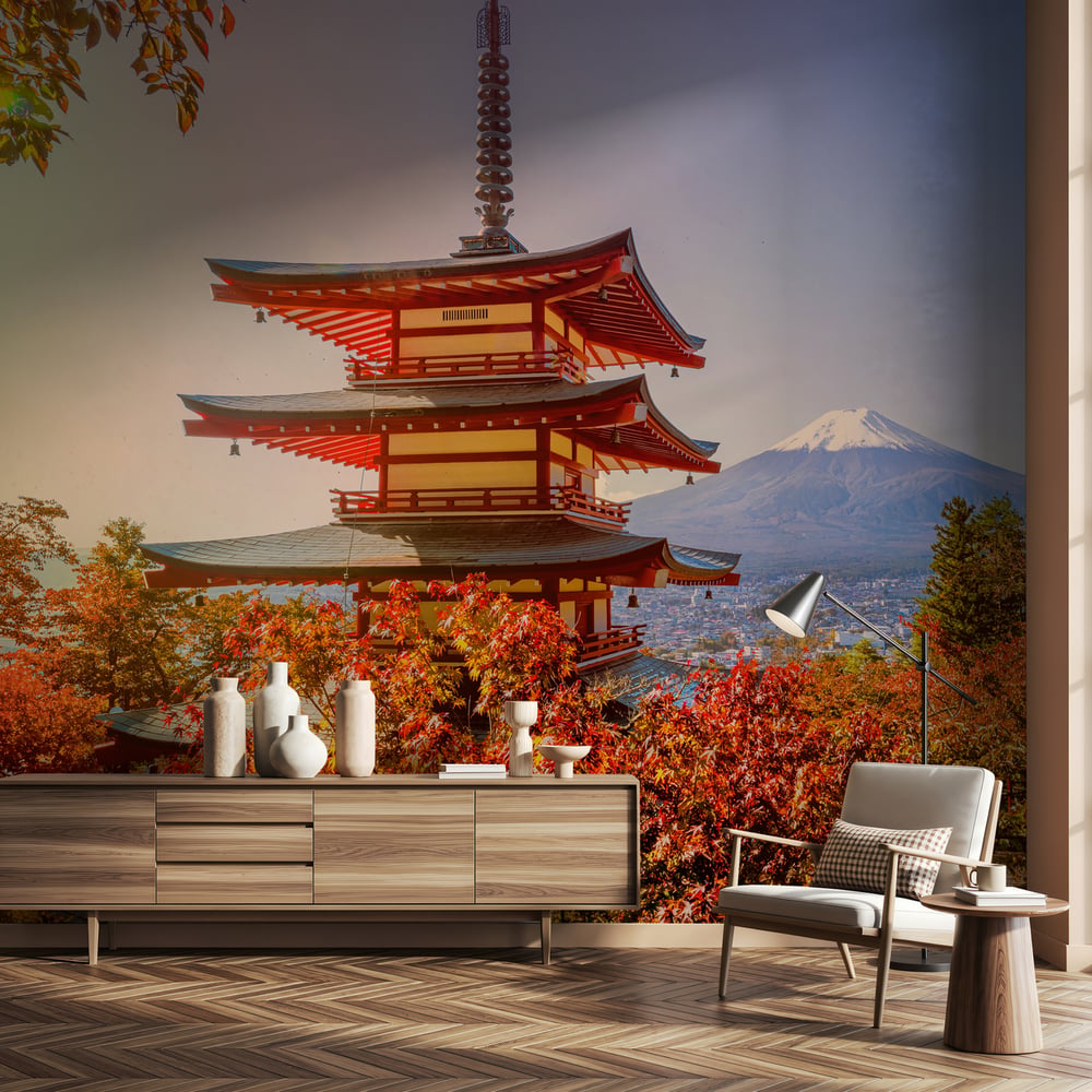 Papiers Peints Panoramique - Chureito Pagoda Shrine, Japan -