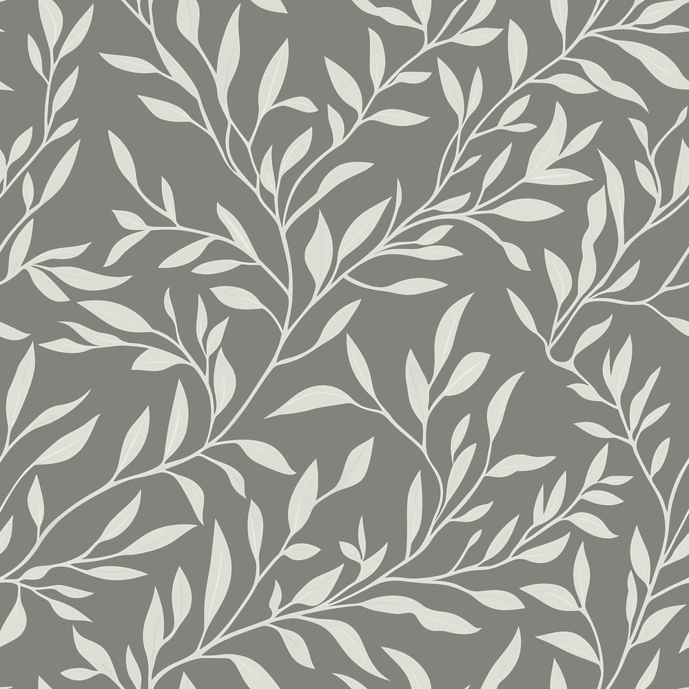 Johannes Grey - Papiers peints - Gris - Entrée - Feuille - Scandza - Intissé