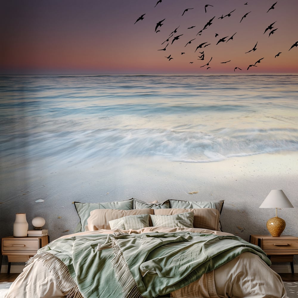 Papiers Peints Panoramique - Der Tag beginnt am Meer Sonnenaufgang am Strand - Photo Wallpaper Sea