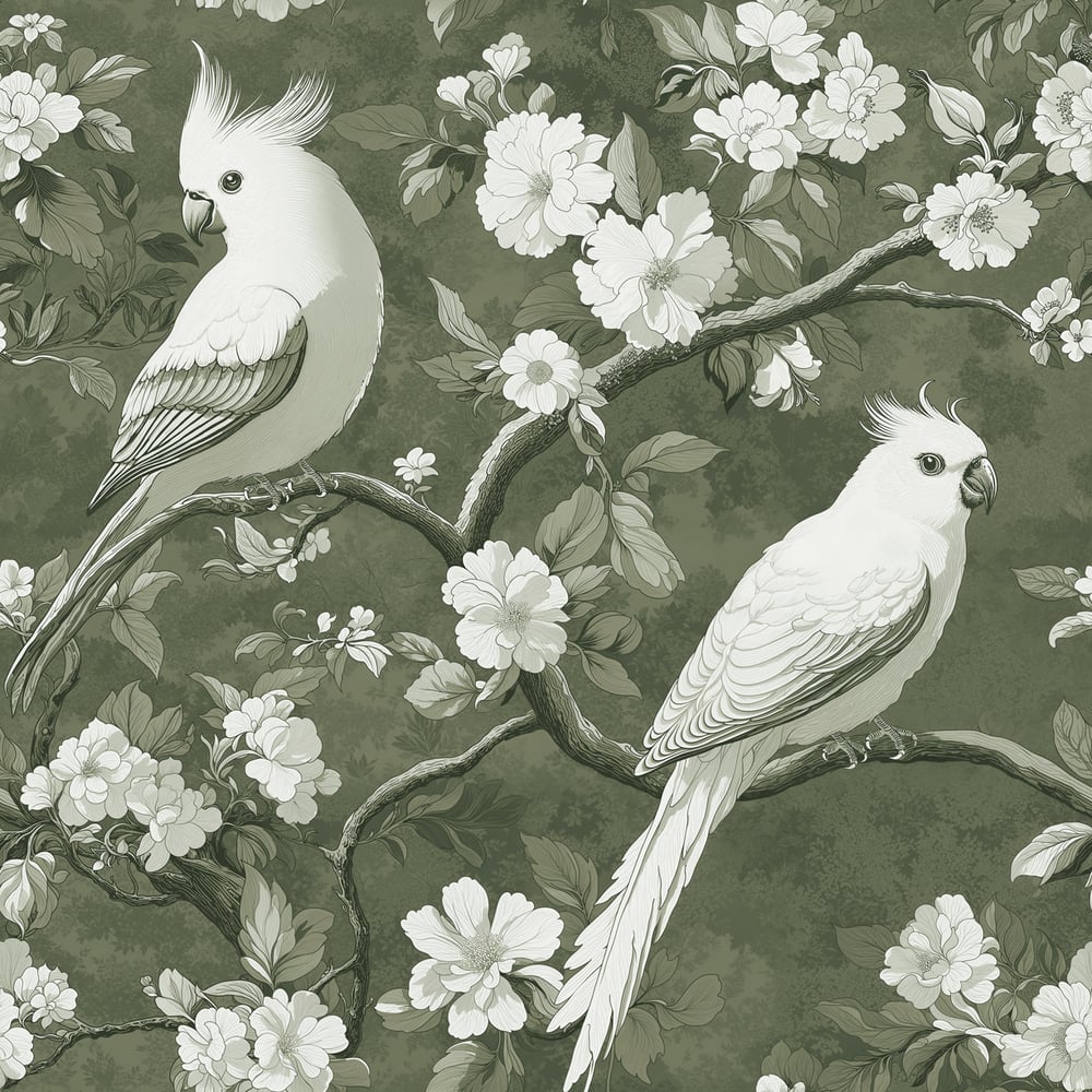Gaston Green - Wallpaper - Green - Office - Birds - in between - Non-Woven