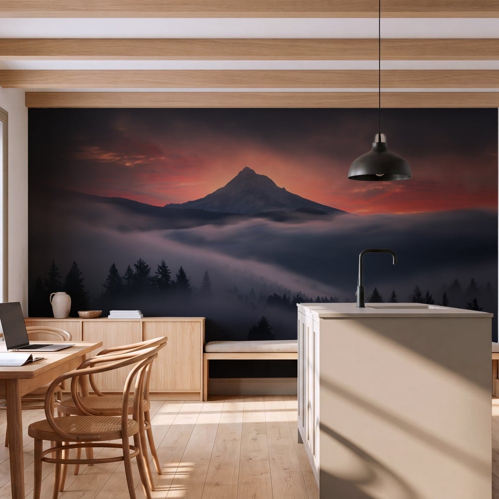 Papiers Peints Panoramique - Foggy Mountain - Photo Wallpaper Mountains