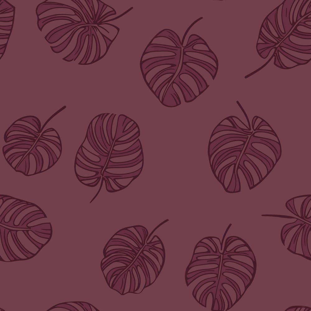 Sigge Dark Red - Wallpaper - Red - Kitchen - Leaf - in between - Non-Woven