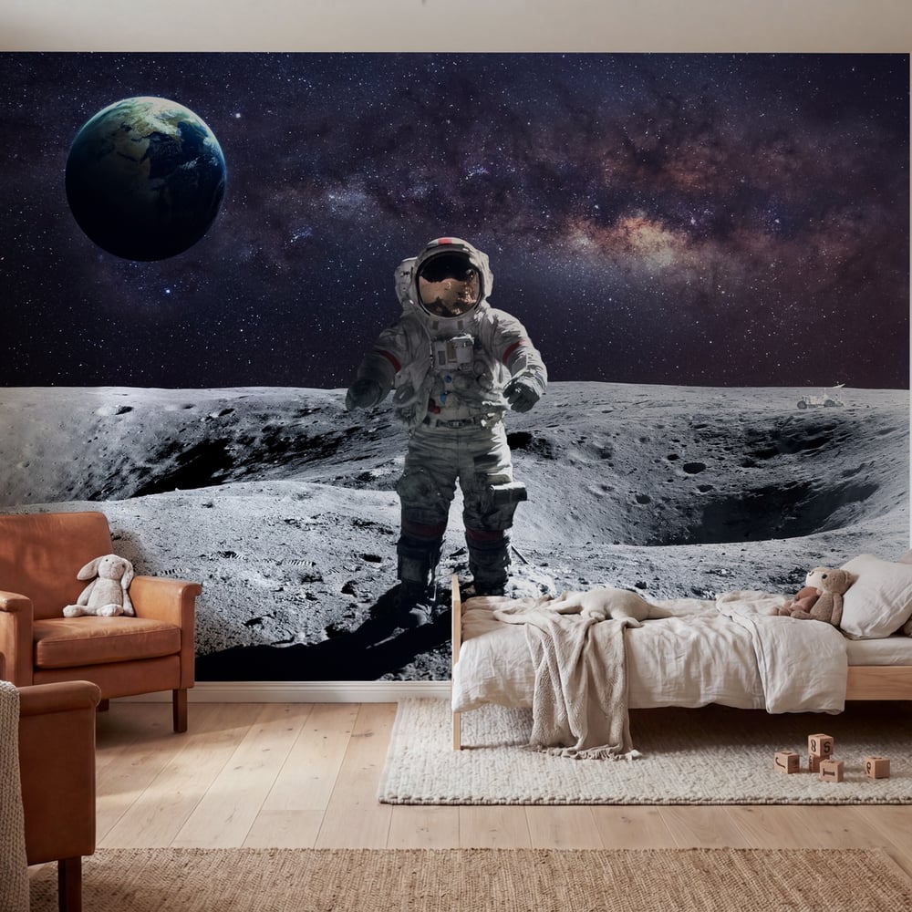 Fototapet - Astronaut Spacewalk on the Moon - Photo Wallpaper Astronomy and Space