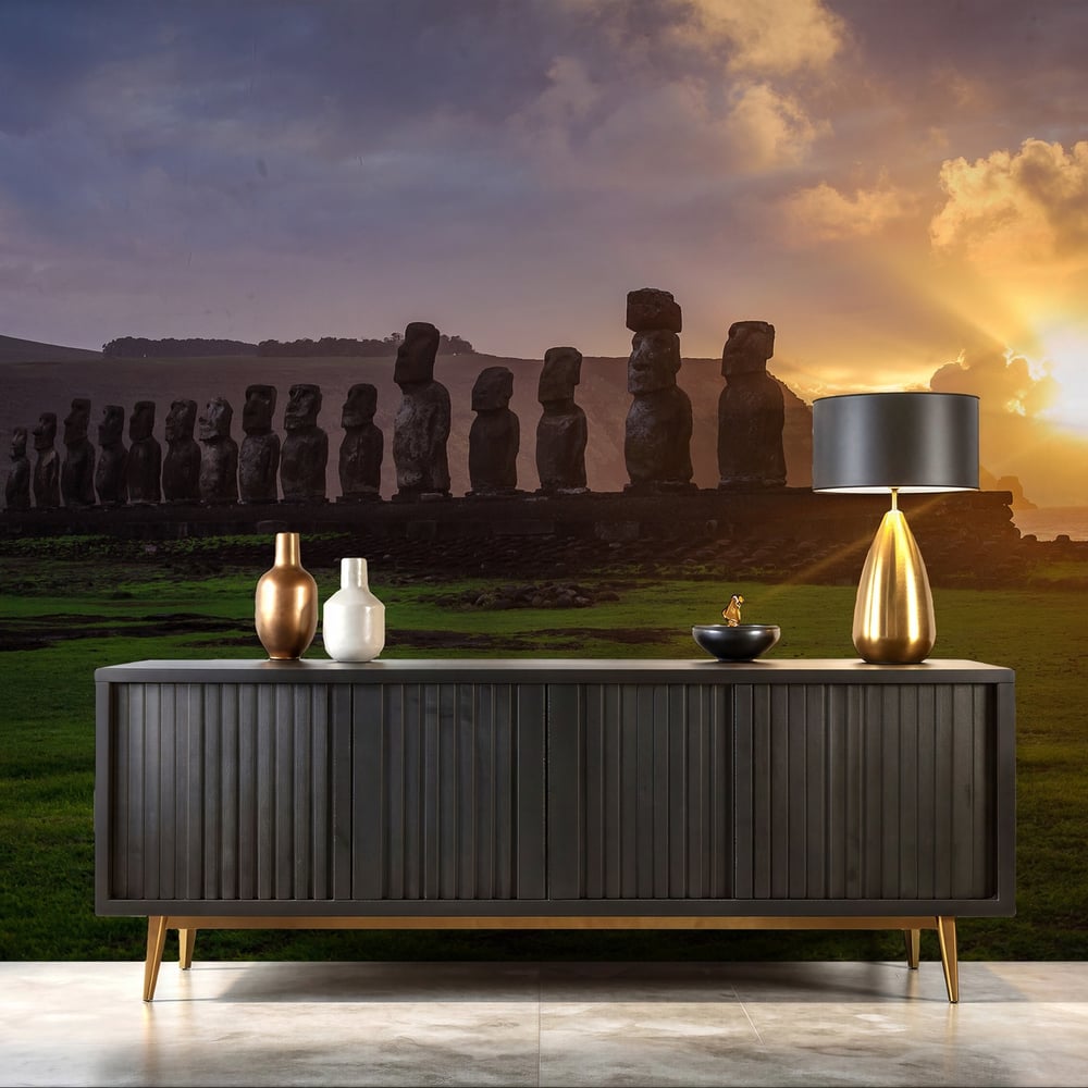 Wall Mural - Dawn on Isla de Pascua Rapa Nui Easter Island - Scandiwall