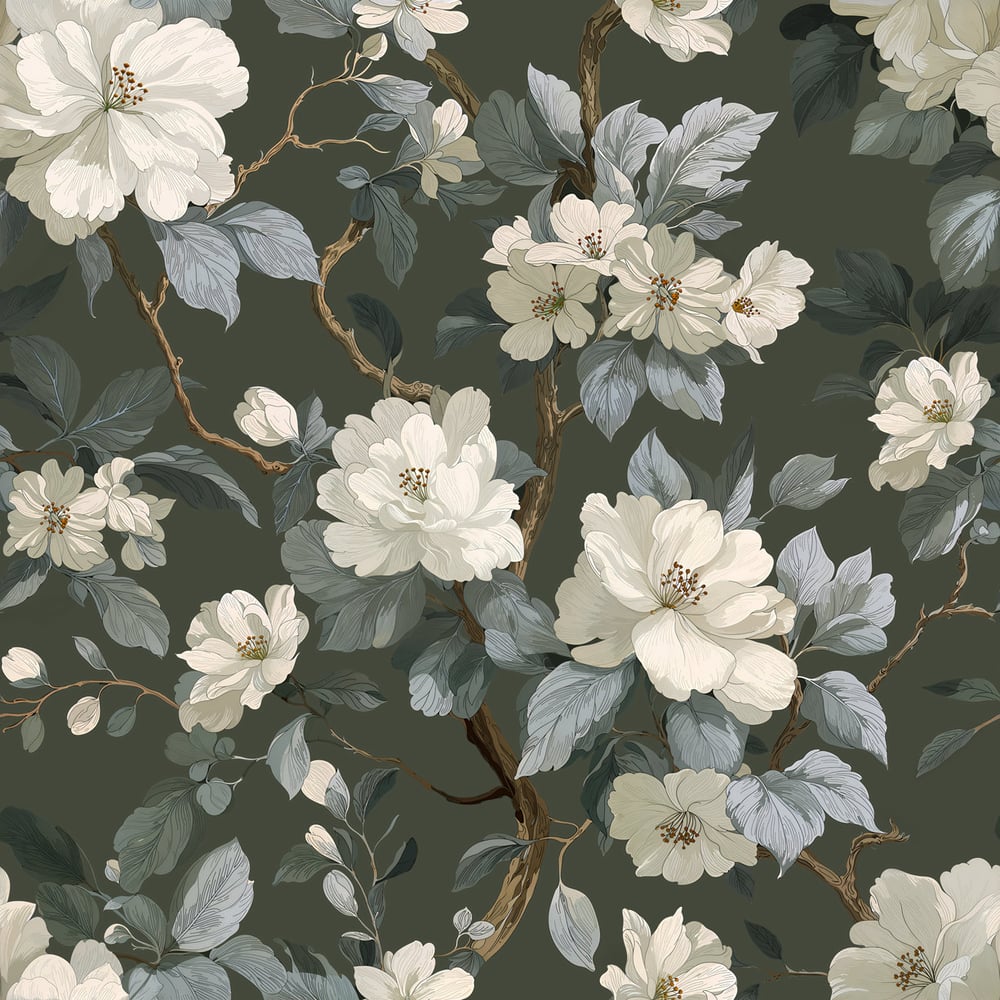 Andreas Green - Papiers peints - Vert - Salon - Floral - Wallpassion - Intissé