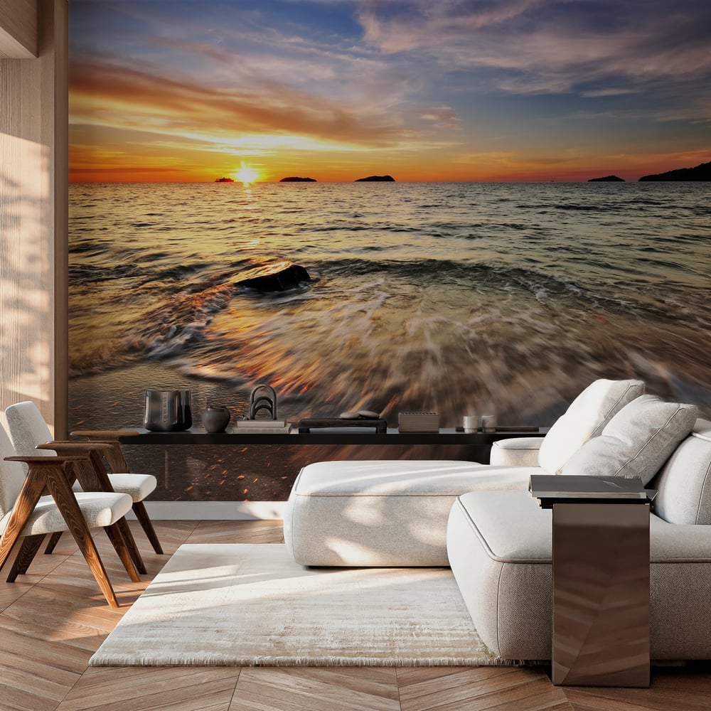 Wall Mural - Beautiful sunset at the beach in Kota Kinabalu Sabah Borneo Malaysia - Scandiwall