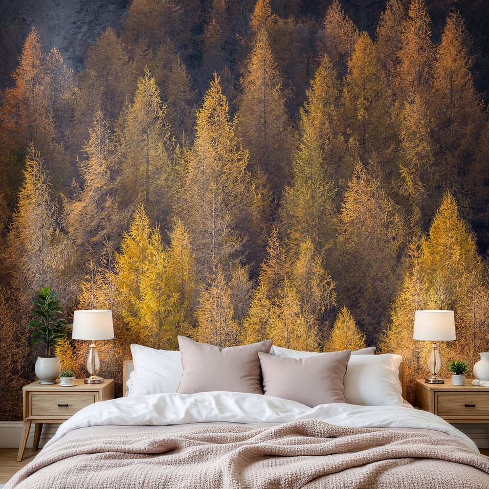 Papiers Peints Panoramique - European Larix in fall colors - Photo Wallpaper Forest