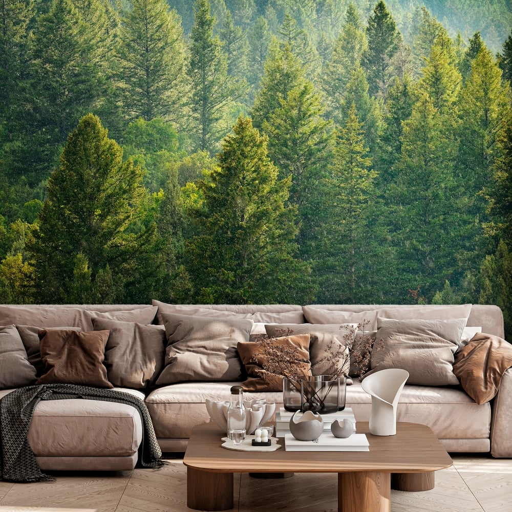 Papiers Peints Panoramique - Forest of Pine Trees - Photo Wallpaper Forest