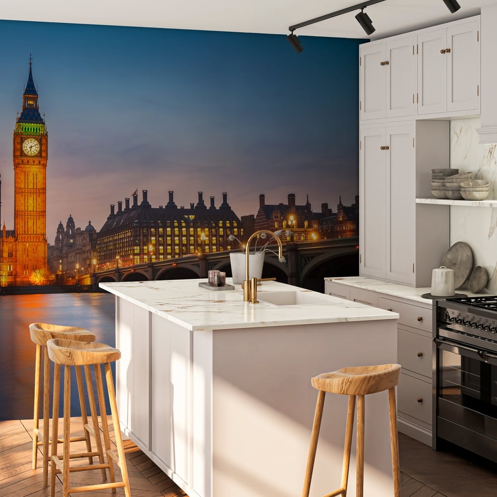 Wall Mural - Big Ben and westminster bridge at dusk in London - Scandiwall