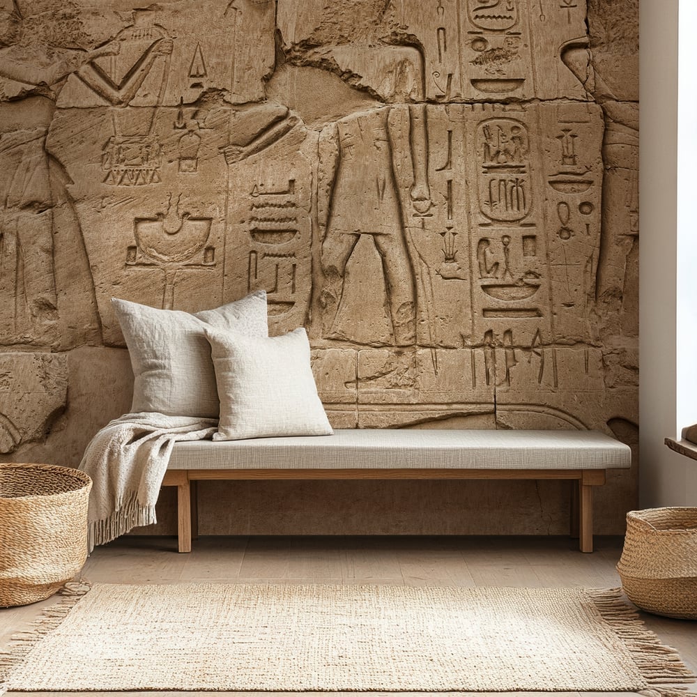 Papiers Peints Panoramique - Hieroglyphic of pharaoh civilization in Karnak temple Egypt -