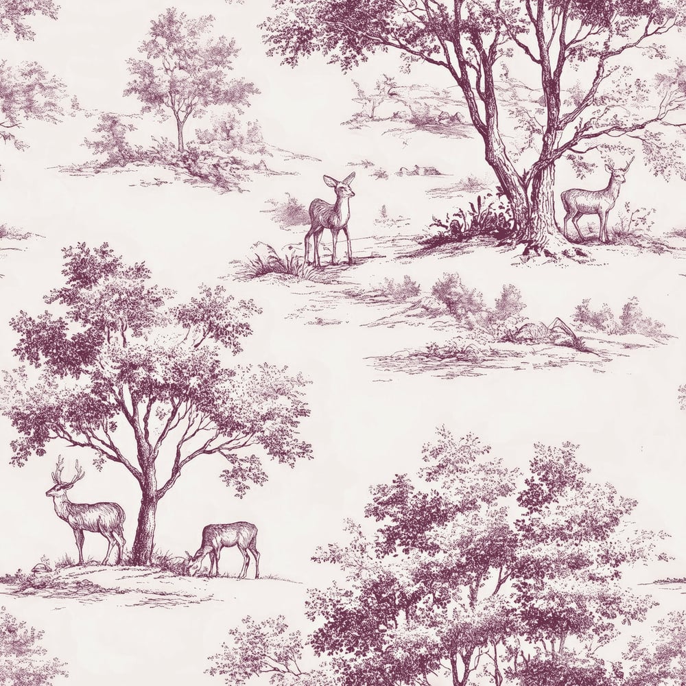 Enya Dark Red - Tapet - Rød - Stue - Træ - Dreamland - Non-Woven