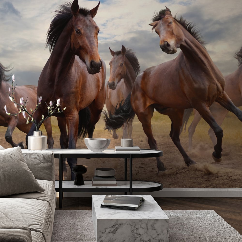 Papiers Peints Panoramique - Herd of horses - Photo Wallpaper Horse