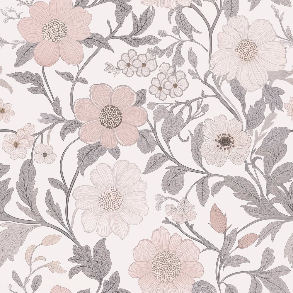 Angelica Pink - Wallpaper - Pink - Bedroom - Floral - Scandza - Non-Woven