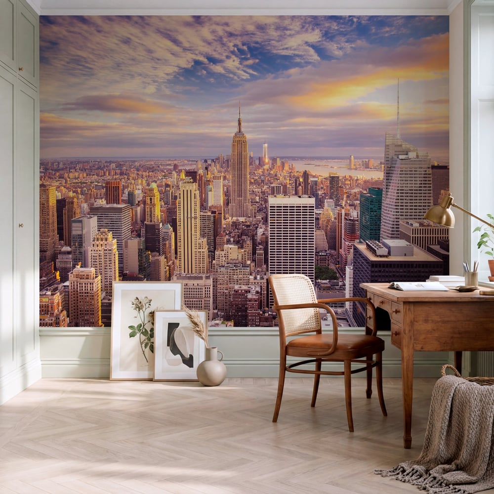 Papiers Peints Panoramique - Coucher de soleil sur Midtown Manhattan -
