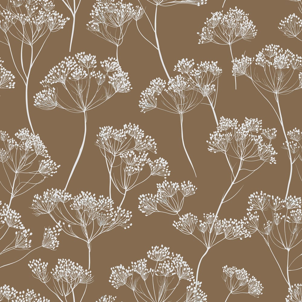 Gunde Brown - Papiers peints - Marron - Salon - Floral - Scandza - Intissé