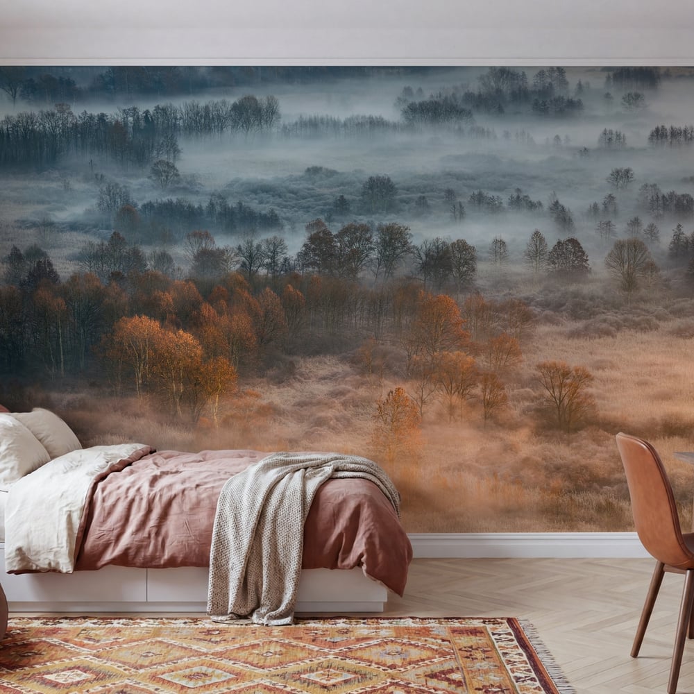 Fototapet - Autumnal misty dawn - Photo Wallpaper Nature and landscape