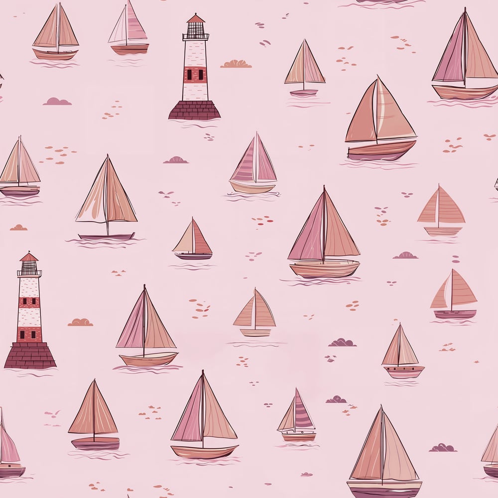 Aston Pink - Tapet - Lyserød - Børneværelse - Maritim - Wallpassion Kids - Non-Woven