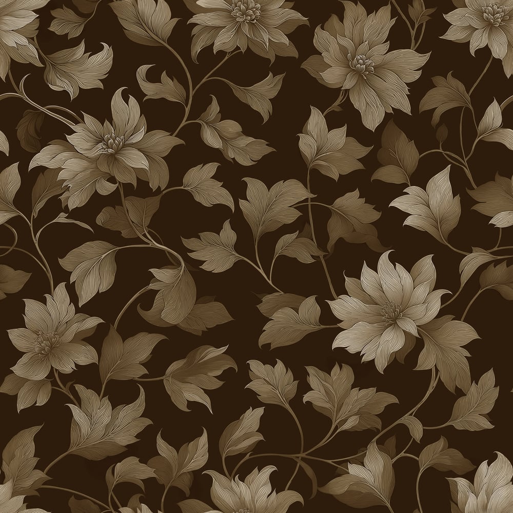 Alexander Brown - Wallpaper - Brown - Living room - Floral - Wallpassion - Non-Woven