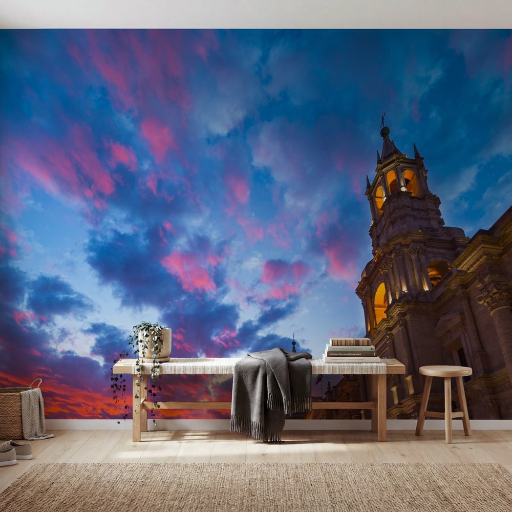 Papiers Peints Panoramique - Cathedral of Arequipa Peru with stunning sky at dusk -