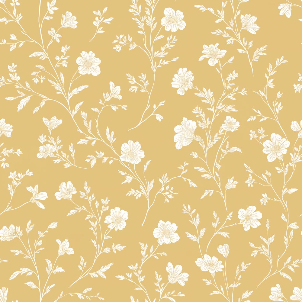 Emelina Yellow - Papiers peints - Jaune - Salon - Floral - Scandza - Intissé