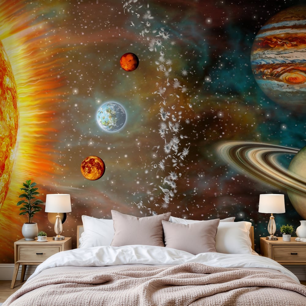 Papiers Peints Panoramique - 3D Widescreen Solar System - Photo Wallpaper Astronomy and Space