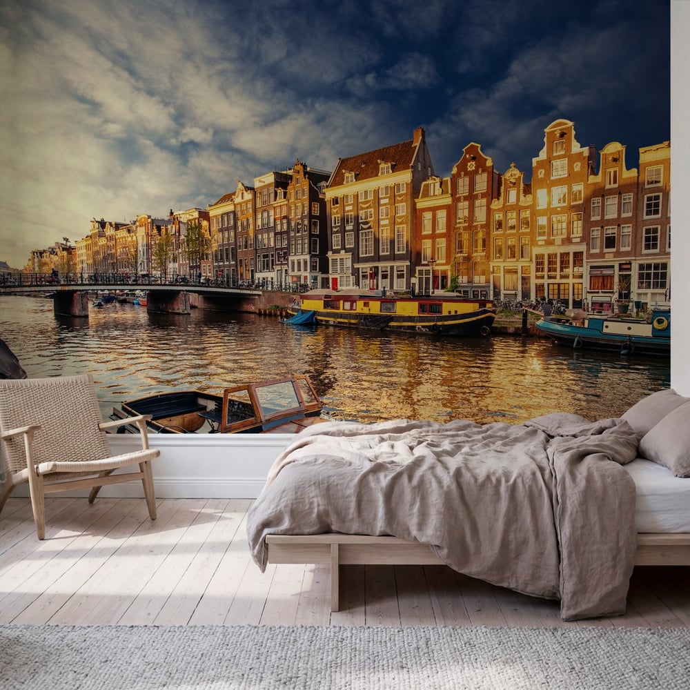 Fototapet - Amsterdam canal on the west -