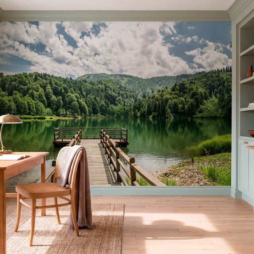 Wall Mural - Beautiful lake and pier - Scandiwall