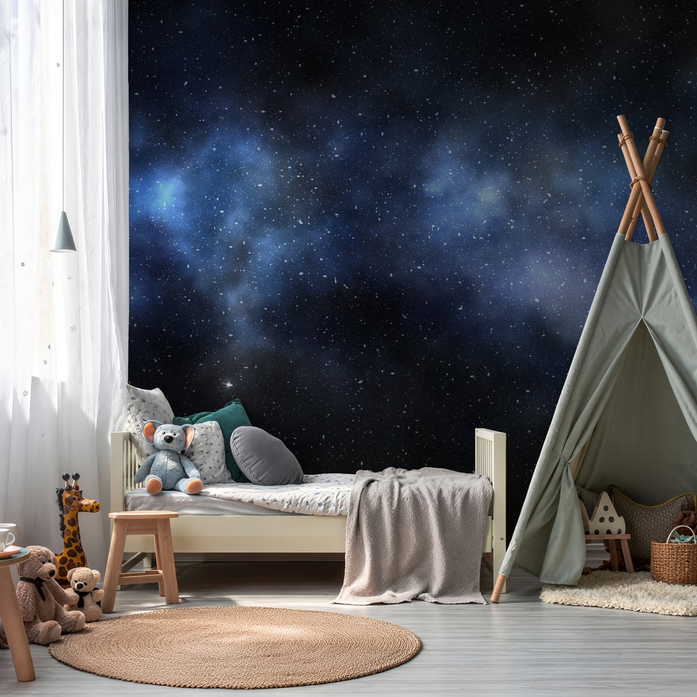 Wall Mural - Bright milky way in a black sky - Scandiwall