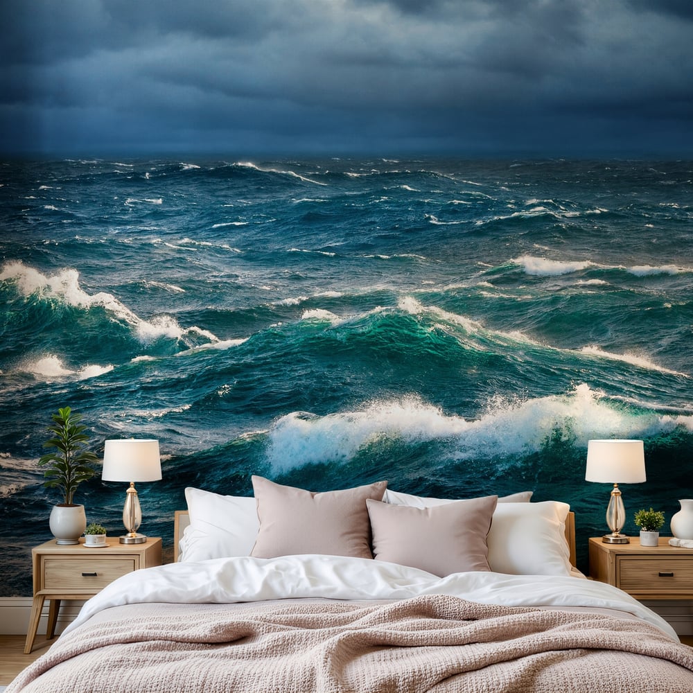 Wall Mural - Breaking Waves at Rising Storm - Scandiwall