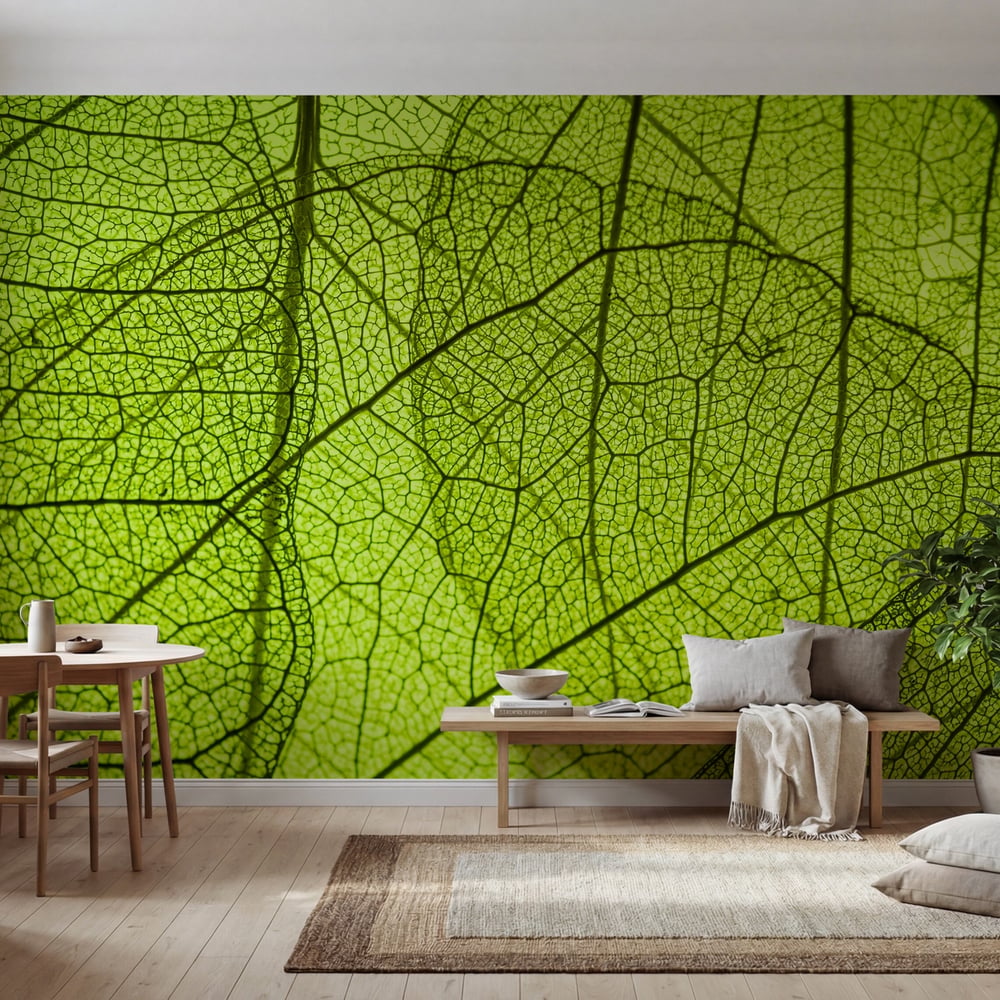 Papiers Peints Panoramique - Green leaf texture - in detail - Photo Wallpaper Nature and landscape