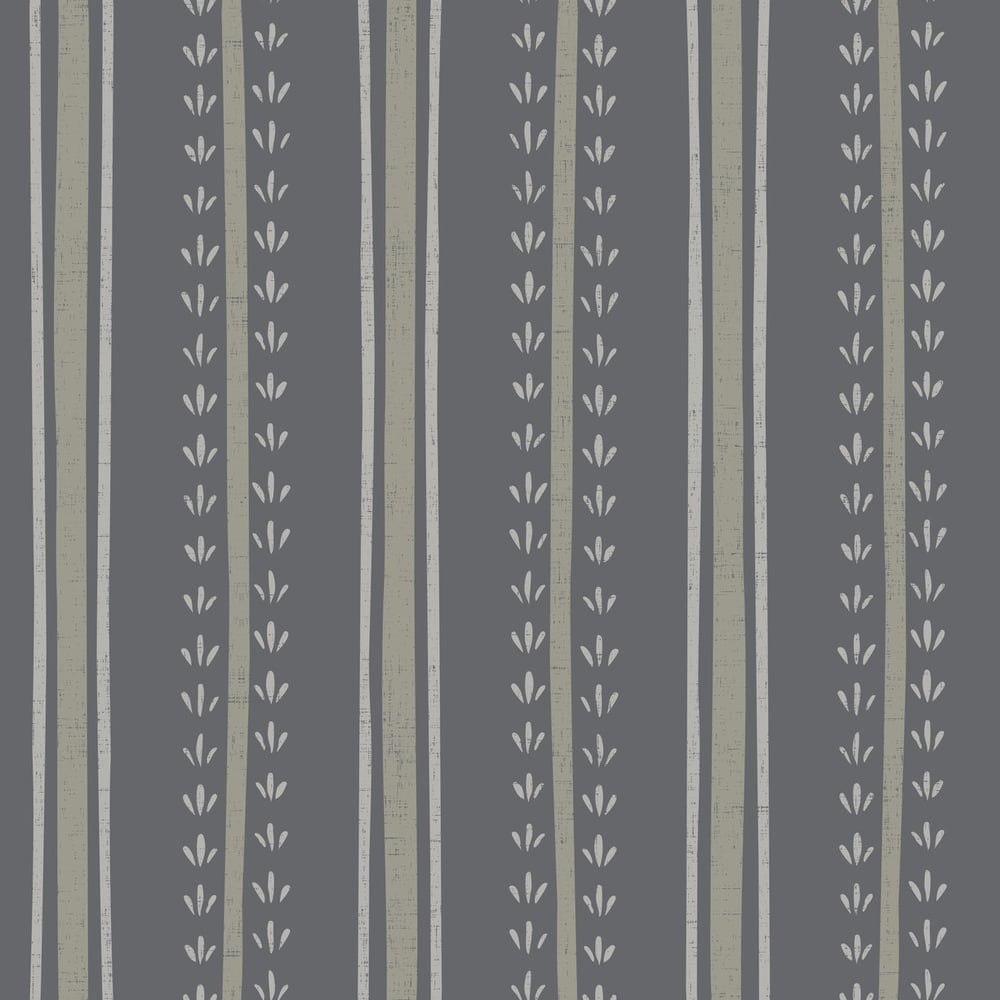 Astoria Stripe Grey - Wallpaper - Grey - Living room - Floral - Wallpassion - Non-Woven