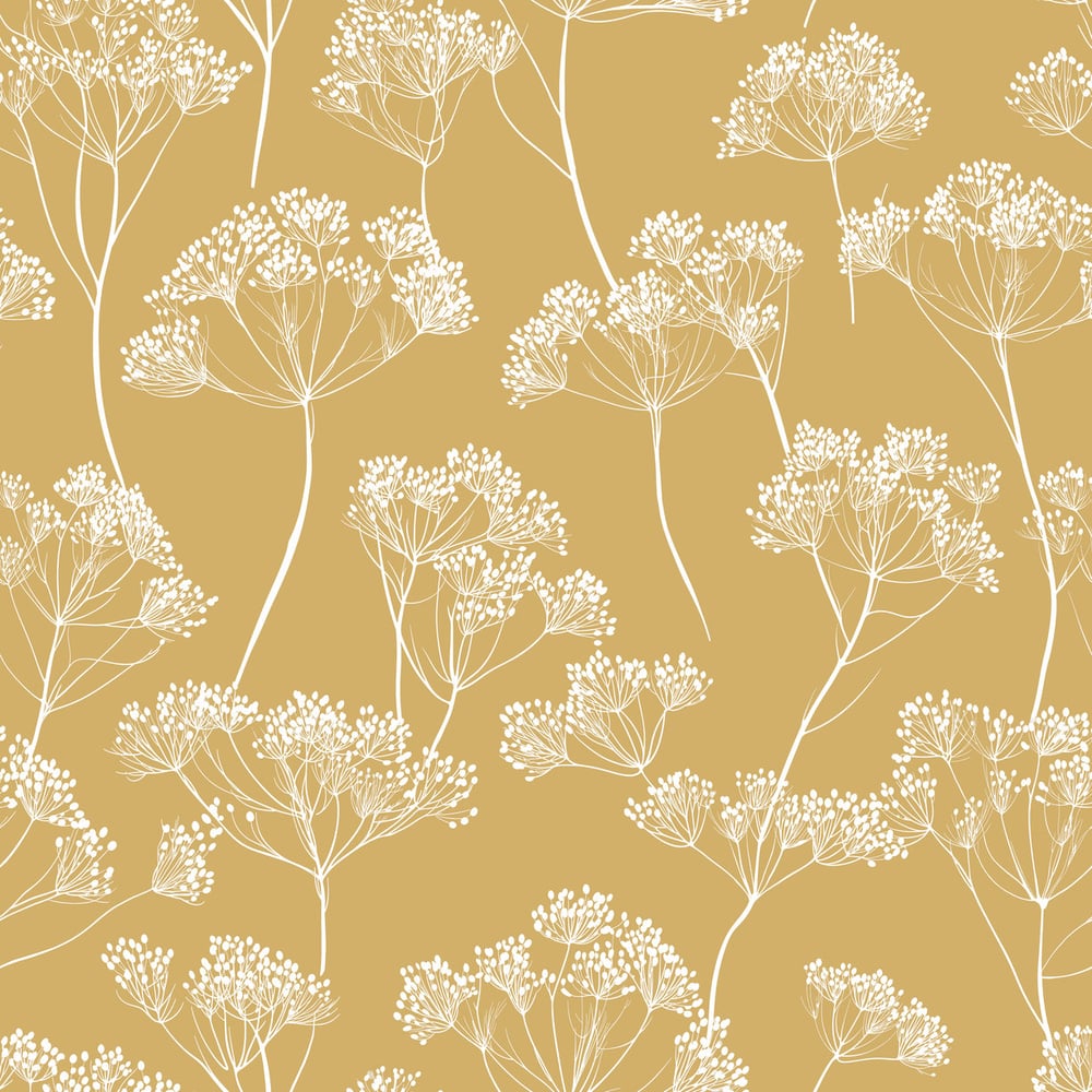 Gunde Yellow - Papiers peints - Jaune - Entrée - Floral - Scandza - Intissé