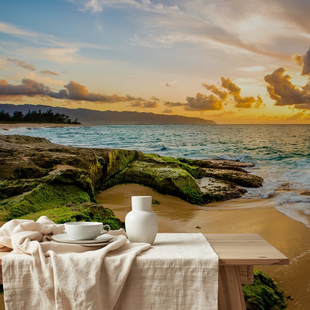 Wall Mural - Beautiful Hawaiian Sunset on the North Shore of Oahu - Scandiwall