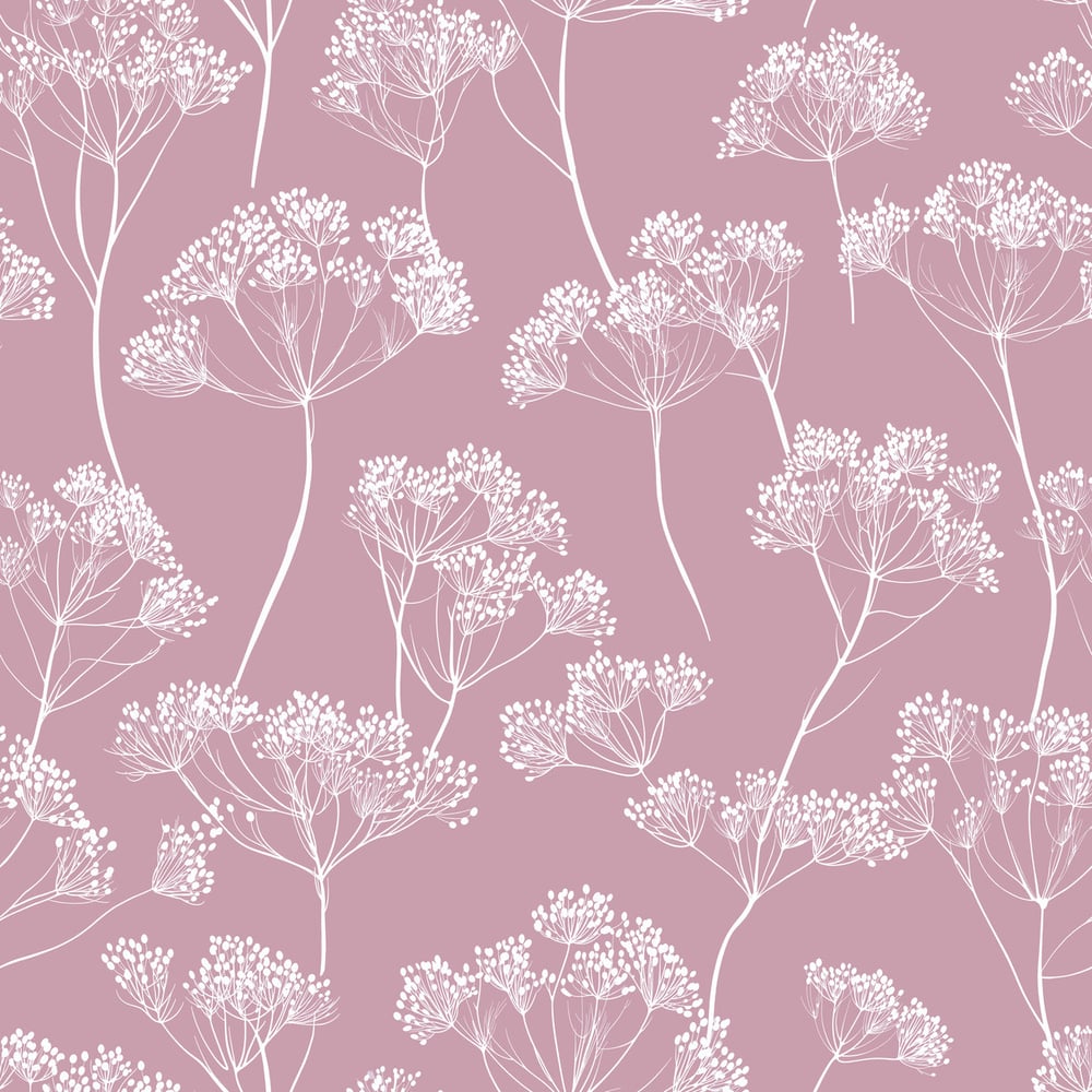 Gunde Pink - Papiers peints - Rose - Chambre - Floral - Scandza - Intissé