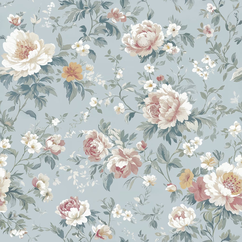 Ebba Blue - Papiers peints - Bleu - Entrée - Floral - Scandza - Intissé